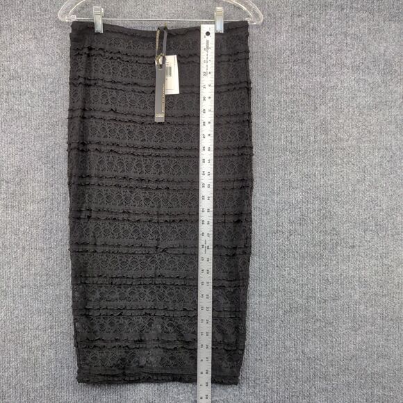 Jeans By Buffalo Womens Pull On Lace Midi Pencil Skirt Large Black Tiered W/Tags - Picture 13 of 14